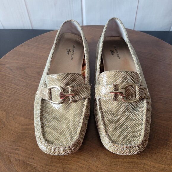 Ann Klein iflex Leather Snakeskin Loafer, Tan, Women’s Sz 10 Moccasin Flats EUC - Picture 3 of 12